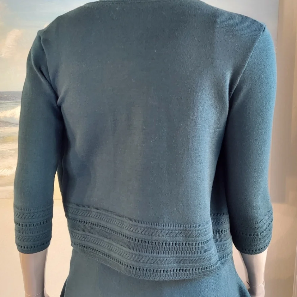 $5,200 OSCAR DE LA RENTA ICONIC GREEN KNIT FUR RUNWAY DRESS JACKET SET US M
